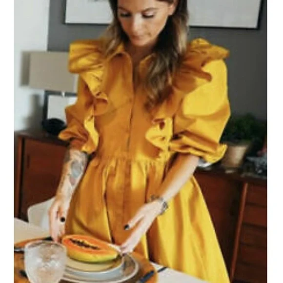 New ZARA RUFFLED VOLUMINOUS DRESS - Picture 13 of 17